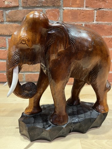 Vtg hand carved large wooden - carved,