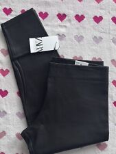 Zara Black Waxed Mid Waist Leggings Trousers Size XL Bloggers Fave Trendy