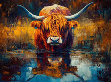 Highland Cow Canvas Picture Print Wall Art