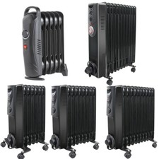 Oil Filled Radiator 6 7 9 11 Fin Electric Portable Heater Thermostat Gloss Black