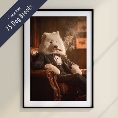 Funny dog smoking cigar print - cigar,