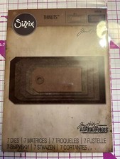 SIZZIX 7 THINLITS DIES STACKED TAGS CHRISTMAS BIRTHDAY TIM HOLTZ STORAGE CASE