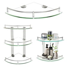 Floating Corner Shelf Shelves Glass Wall Storage Display Shelf Unit Wall Mounted