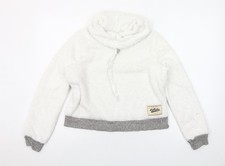 Hollister Women White Faux Fur Pullover Hoodie XS