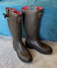 Superb AIGLE Parcours ISO Neoprene Lined Rubber Wellies 10.5/45 Adjustable