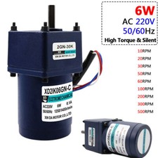 Micro AC 220V 50/60Hz 6W Gearmotor Metal Gearbox Motor High Torque 10 to 500 RPM