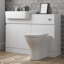 Affine Bathroom Toilet WC Basin Sink Vanity Unit Combination White Gloss 600mm