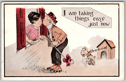 Antique postcard couple - antique,