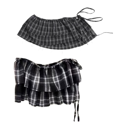 Women plaids tiered ruffled - plaids,