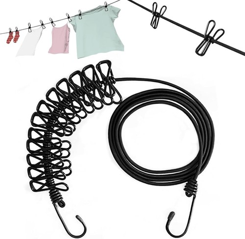 Washing line with pegs 12clips - line,