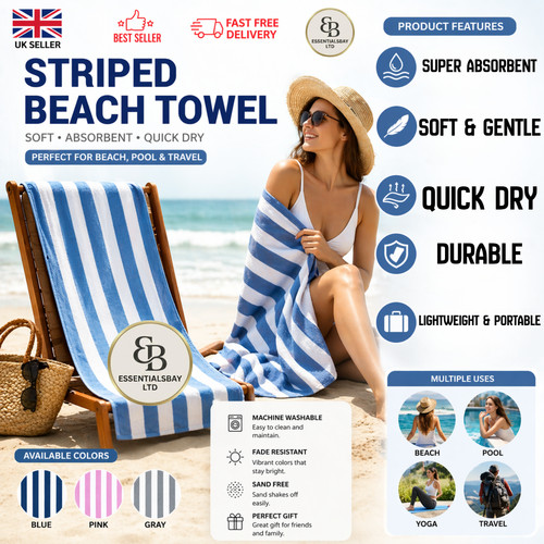 Large beach towel striped - beach,
