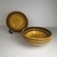 Kiln Craft - 5 x Cereal / Dessert Bowls - 16cm - Brown / Mustard - Retro Vintage