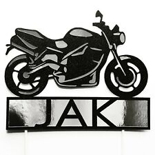 Motorbike Cake Topper Birthday Motorcycle Glitter Mirror Any Name Colour Custom