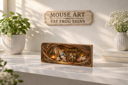 Mouse art wooden - on, plaque