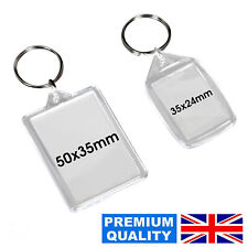 50x35mm 35x24mm Insert Clear Blank Acrylic Plastic Photo Keyrings Personalise UK