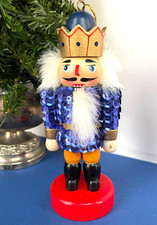Vintage Wooden Nutcracker Christmas Ornament Blue Toy Soldier  Bauble Kurt Adler