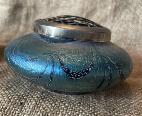 Hand blown iridescent art okra - hand,