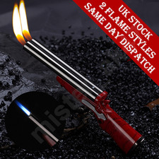 Lighter Jet Flame Butane Cigarette Double Shot Gun/Pistol Cigar Rifle BBQ Barrel
