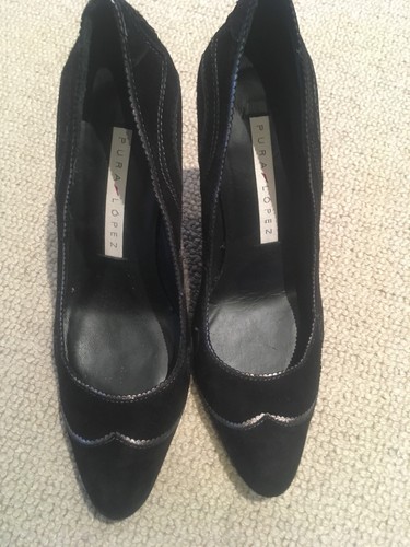 Pura lopez black suede - pura, wedge