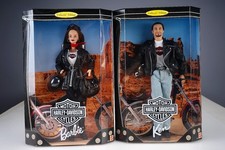 Harley Davidson Motorcycles Barbie & Ken Dolls 22255 & 22256 LOT MIB 1998