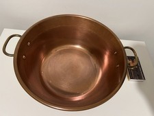 Vintage Heavy Copper Preserving Pan with Brass Handles Ideal for Jam Making Food