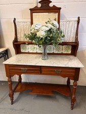 Beautiful washstand from the 1900s with a mirror and marble top tiled back excel