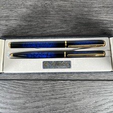 Elysee Caprice Fountain Pen & Ballpoint Twist Marble Blue Boxed 1996 Vintage 