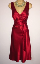 ✨ Monsoon Red Silk Mix Oriane Fit Flare Party Xmas Evening Dress - Size 16