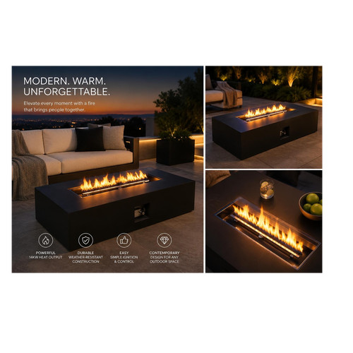 Outdoor rectangle fire pit - outdoor,