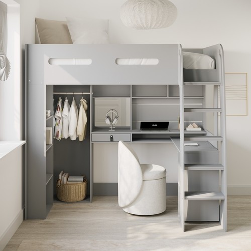 Grey high sleeper loft bed - high,