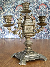 Antique French Bronze Baroque 3 Arm Candelabra Candlestick Holder 19th Century