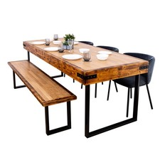 Butchers Block Dining Table with Square Legs | Solid Oak and Reclaimed Timber