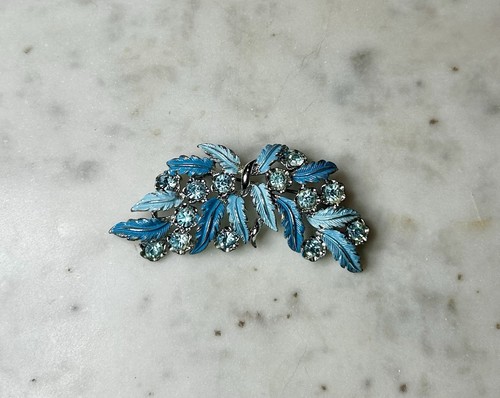 Vintage blue enamel leaf - vintage,