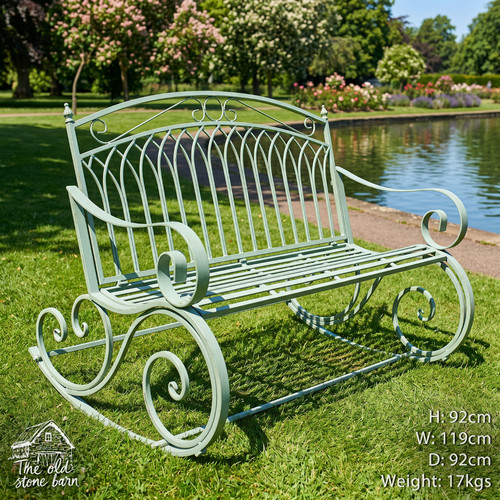 Green rocking bench ornate - bench,