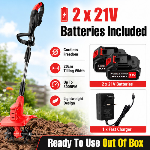 21v cordless garden tiller - 21v,