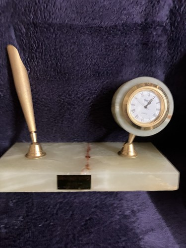 Vintage onyx quartz desk clock - quartz,