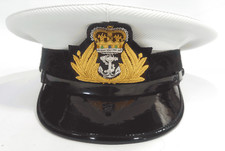 ROYAL NAVY OFFICER CAP, NAVAL PEAKED CAP, R N CAP BULLION BADGE MILITARY HAT