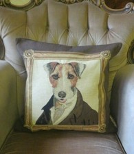 THE ARISTOCRATIC EARL JACK RUSSELL TERRIER DOG TAPESTRY CUSHION COVER ONLY 