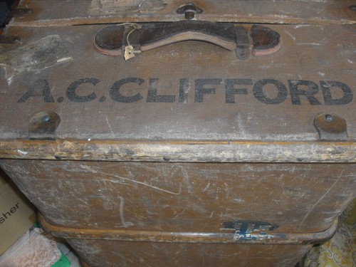 Antique leather steamer trunk - leather,