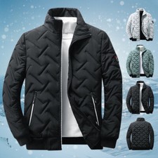 Men's Jacket Warm Winter Coat Quilted Bomber Jacket Windproof Insulated Zip Up