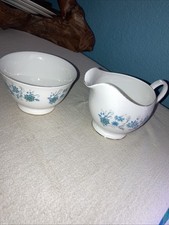 Colclough Braganza Milk Jug and Sugar Bowl Vintage 1960s 1970s Blue Flowers
