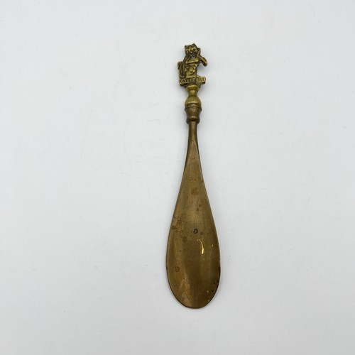 Antique brass cat and - brass, fiddle