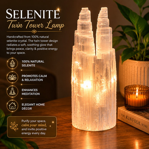 Selenite twin tower - lamp, led