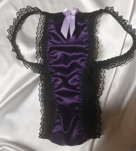 Deep purple satin black lace - satin,