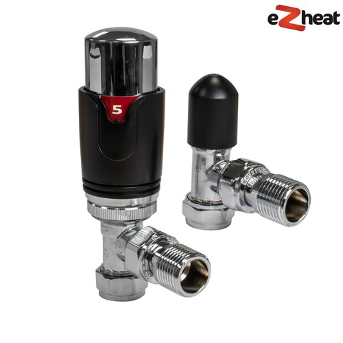 Thermostatic trv black angled - black,