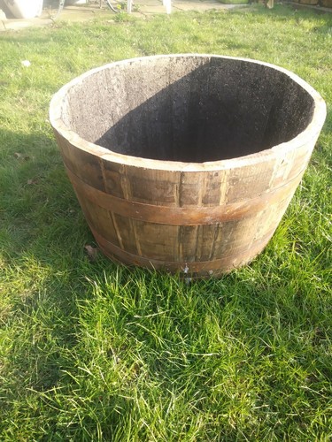 Large oak whiskey half barrel - oak,