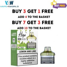 Higo BB4000 Prefilled Pods 2ML Replacement Pods - 20MG - TPD - Fast Dispatch