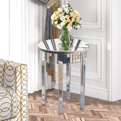 Glass mirrored side table - glass,