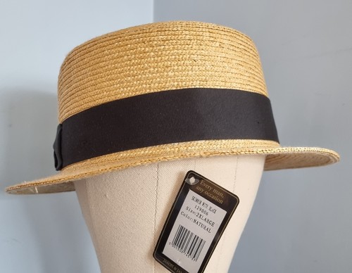 Straw boater black - black, band