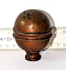 ANTIQUE BRASS  BED POST RIDGED BALL FINIAL 2 and a HALF INCH.